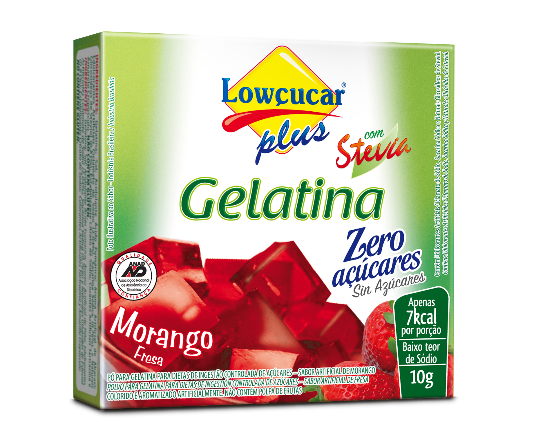 Gelatina Plus com Stevia sabor Morango