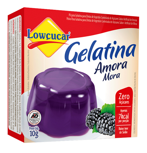 Gelatina Lowçucar Zero sabor Amora